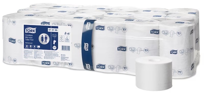 WC Papier Midi hülsenlos T7 900 Blatt, (Ecolabel) 2-lagig, weiss