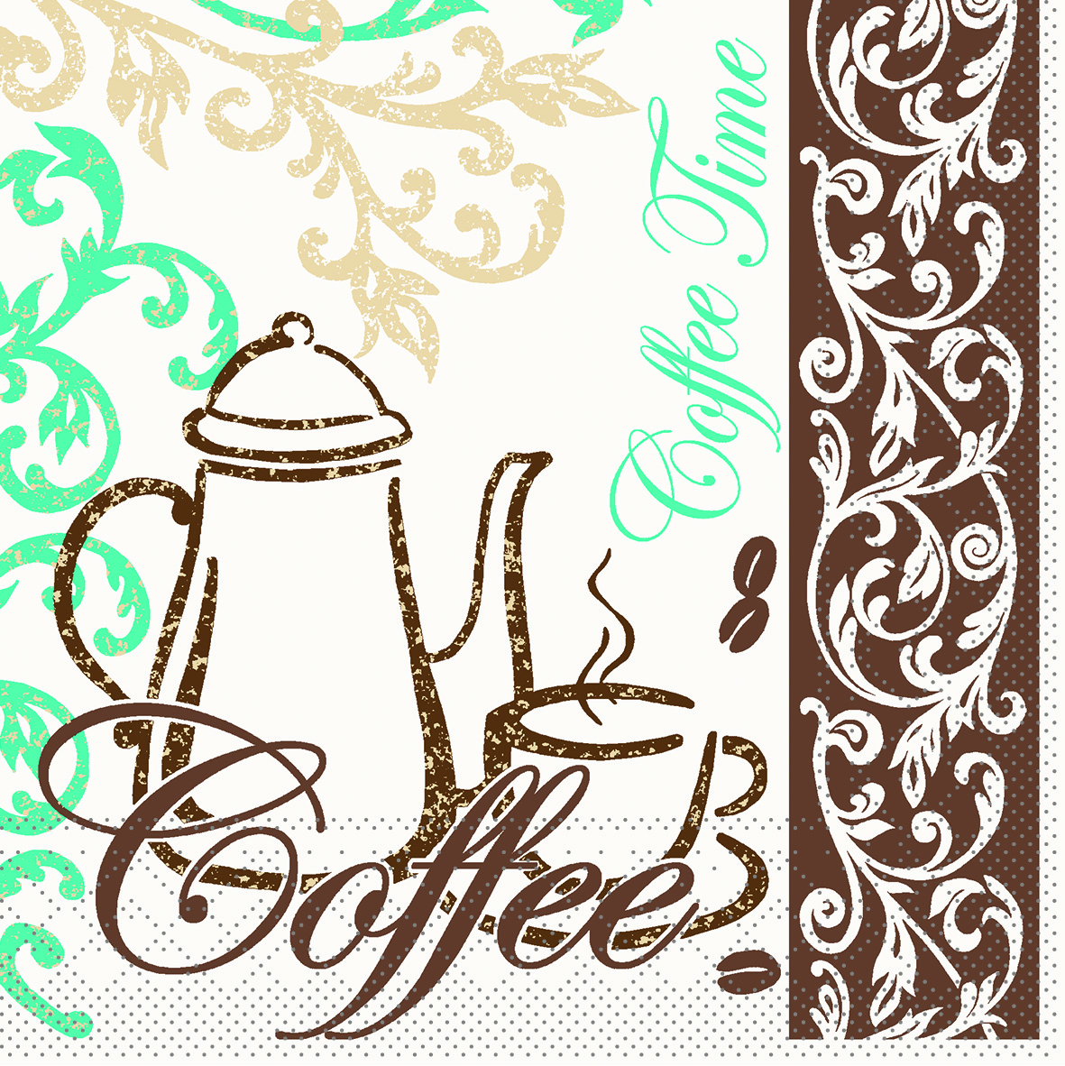 Mank Serviette 3-lagig, Tissue 1/4 Falz, 33 x 33 cm, Coffee / Tea