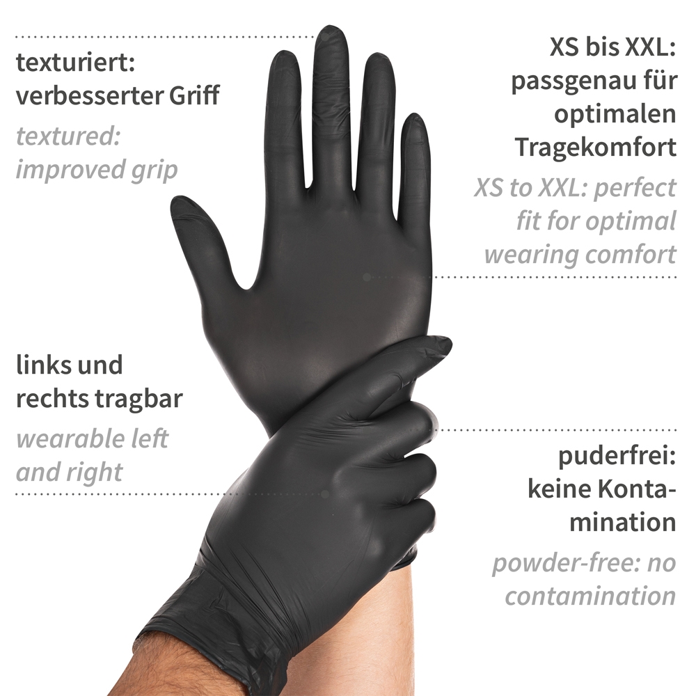 Nitril Handschuhe Safe Light  ungepudert, Grösse L, schwarz