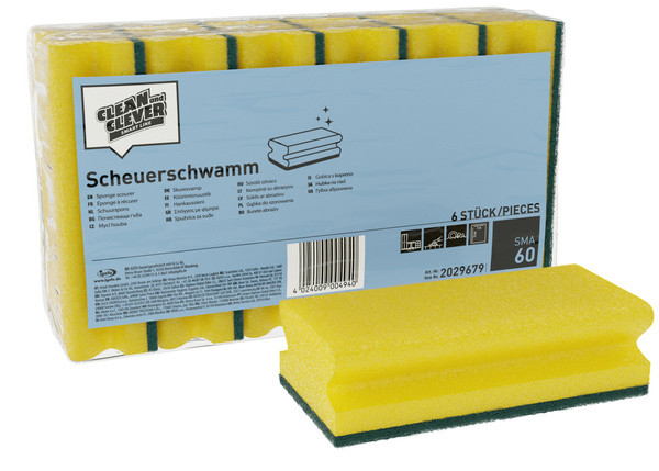 clean and clever Scheuerschwamm SMA 60 klein, gelb/grün